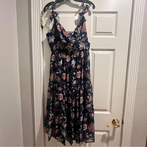 NWT sachin and Babi‎ Dalia Eastern Gouache Botanical Floral Tiered Dress Sz 8 - Picture 3 of 16